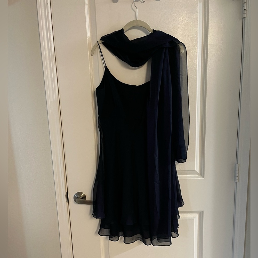 Navy Mini Dress with Scarf